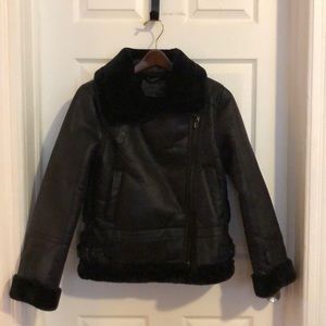 Black leather and faux fur jacket